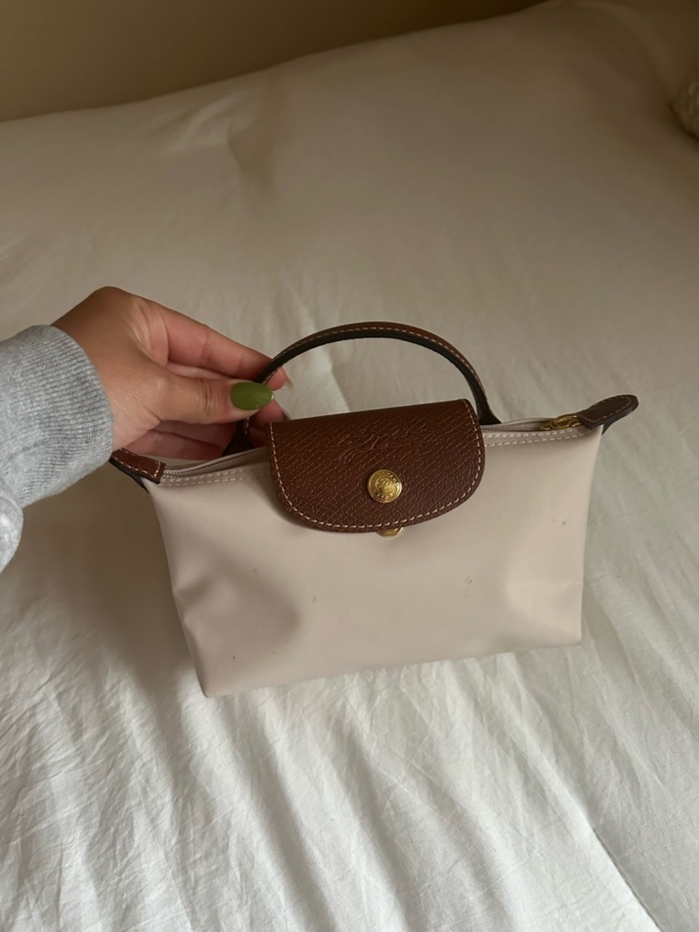 Longchamp Le Pliage Small Beige Bag